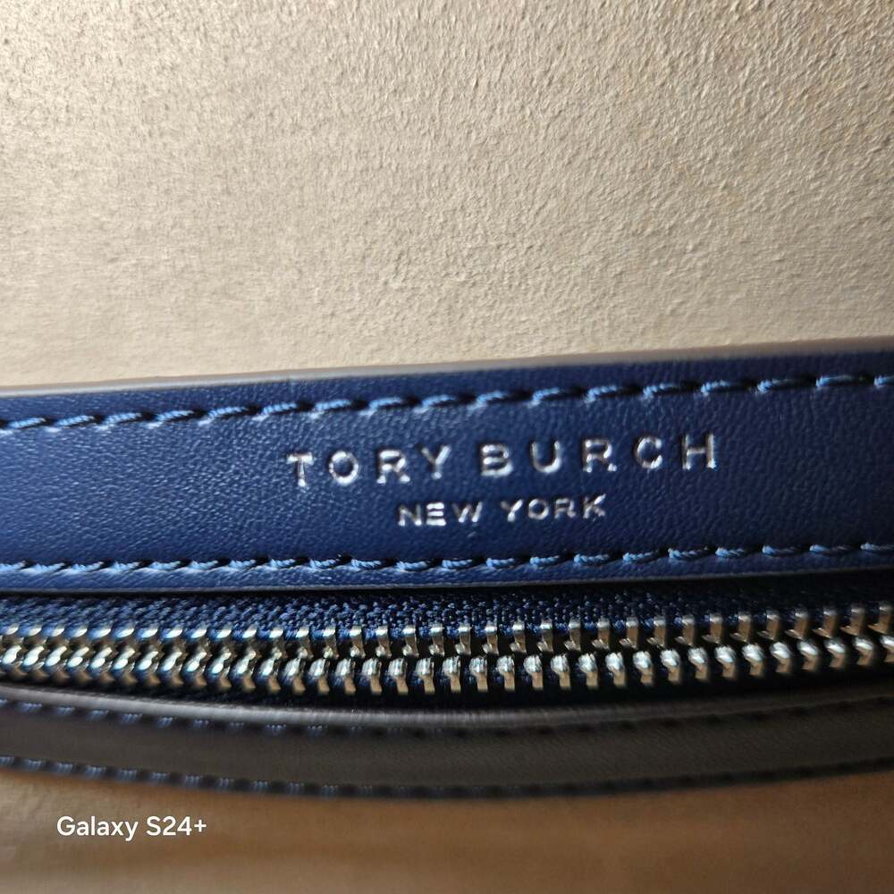 Tory Burch Amanda Mini Satchel Blue Croc-Embossed Leather Crossbody Bag - Picture 14 of 14